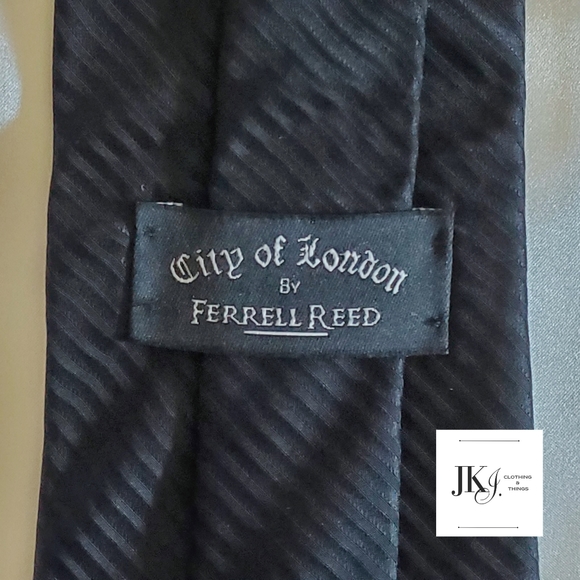 City Of London by Ferrell Reed Mens Necktie Silk Black Striped - Picture 2 of 7